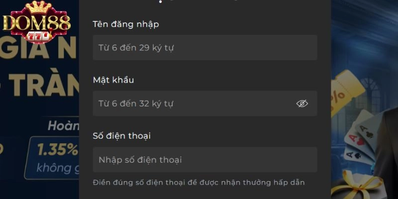 Hướng dẫn chi tiết cách đăng ký tài khoản Dom88